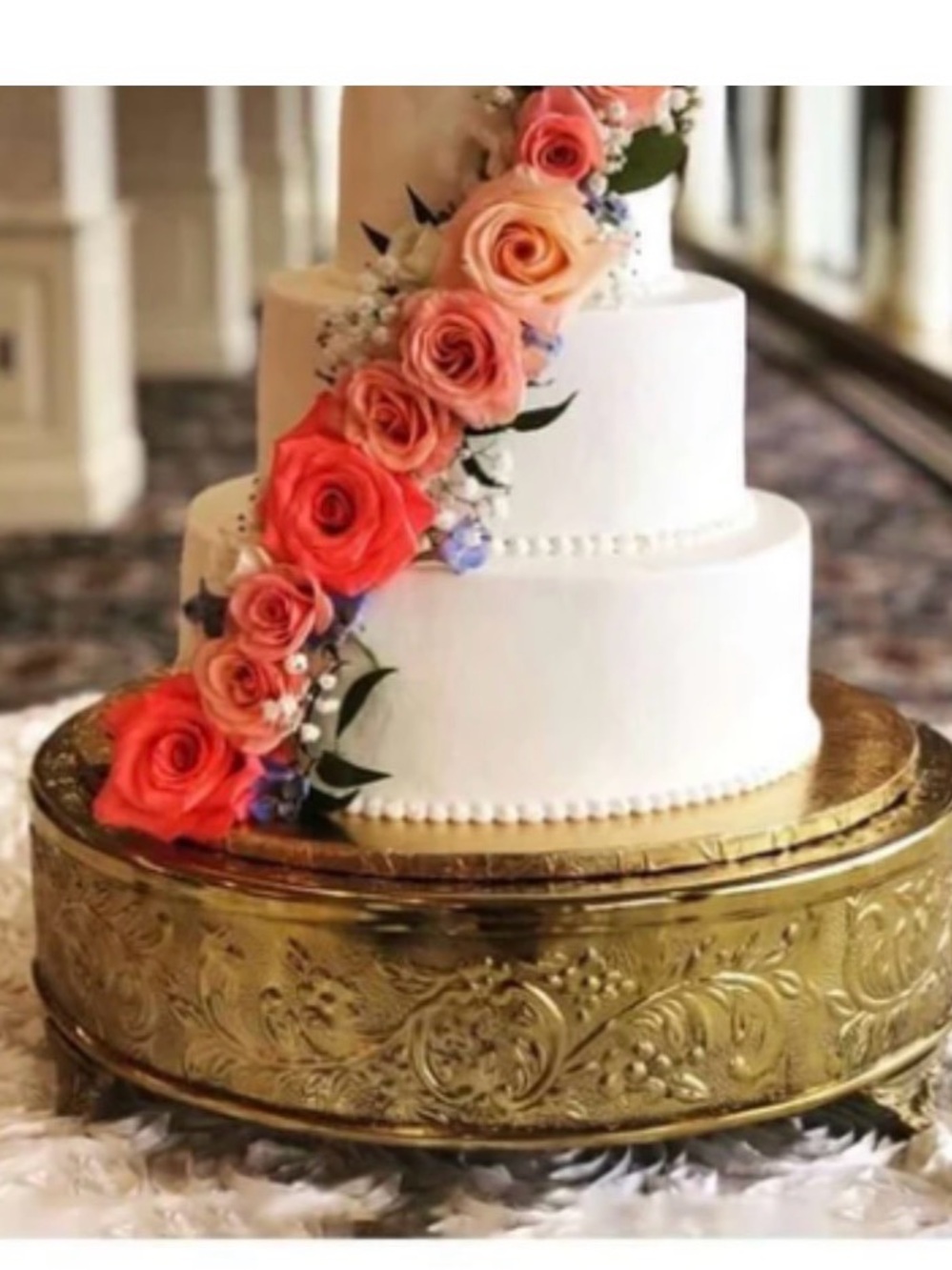 Elegant Cake Stand with Gold Embossed Base